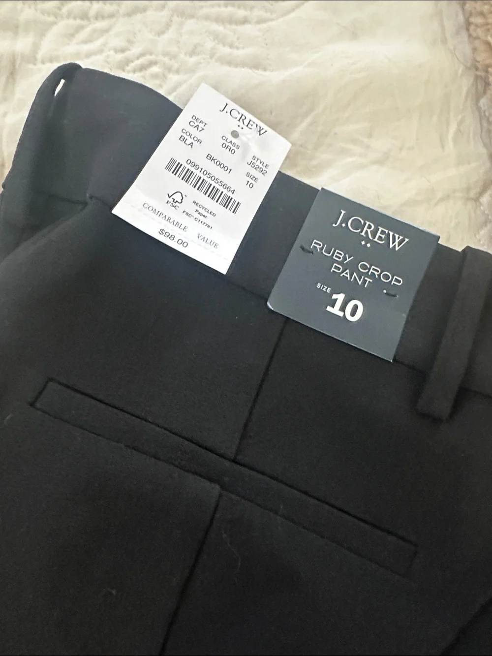 J. Crew Black Cropped Tailored Ankle Pants New sz 10 - Picture 3 of 5